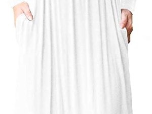 VIISHOW Women's Long Sleeve Loose Plain Empire Waist Maxi Dresses Casual Long Dresses with Pockets