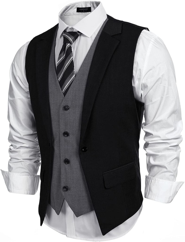 COOFANDY Mens Formal Fashion Layered Vest Waistcoat Dress Suit Vests ...