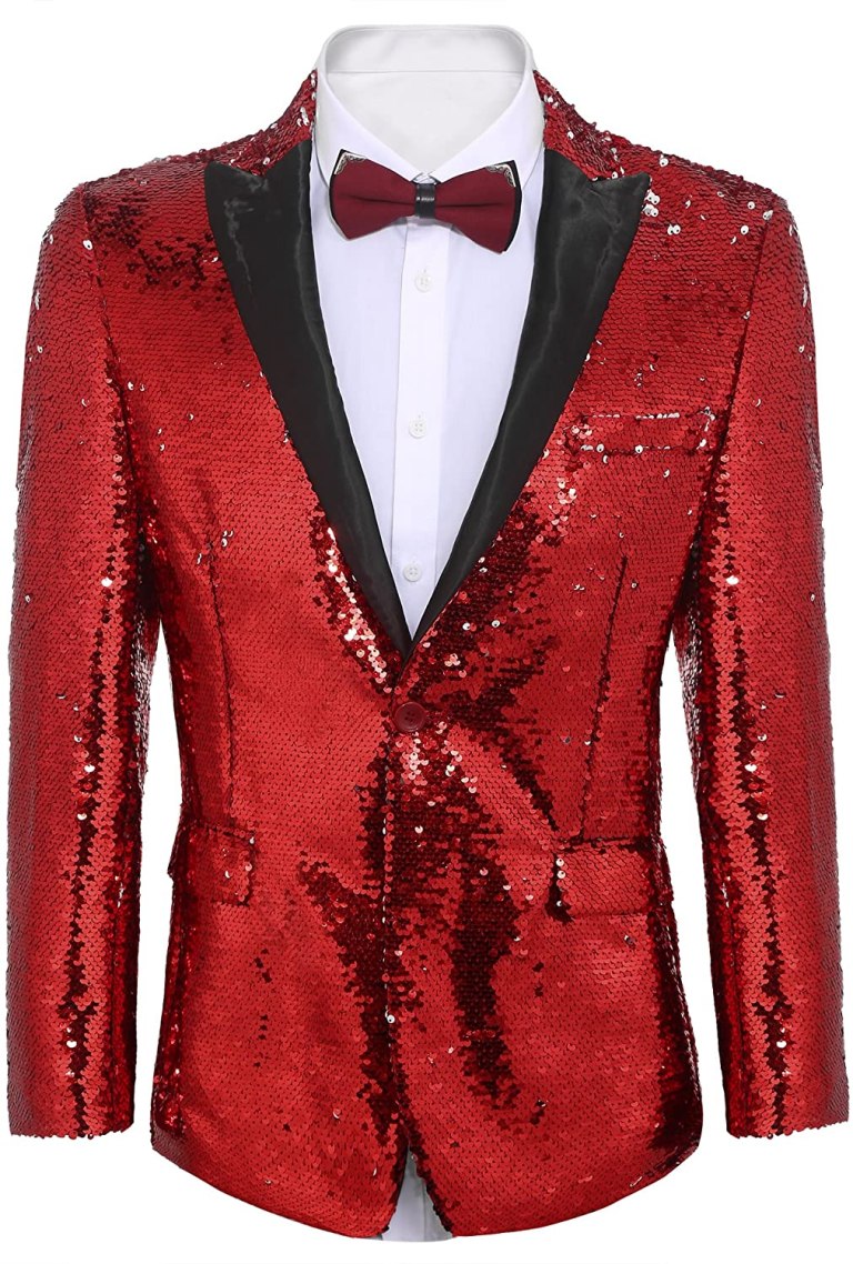 COOFANDY Men's Shiny Sequins Suit Jacket Blazer One Button Tuxedo for ...